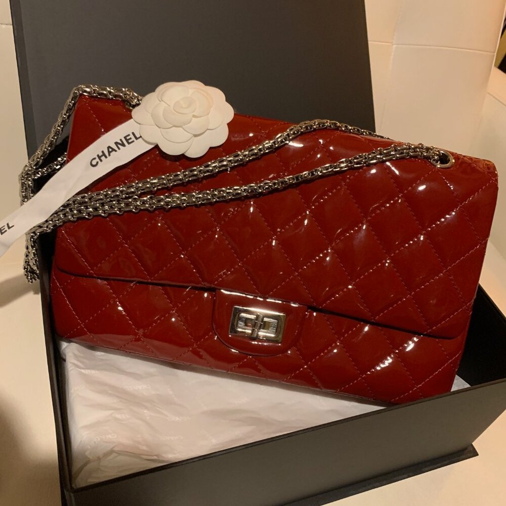 SOLD    Chanel Reissue 2.55 Quilted Double Flap Patent 227 Flap Bag